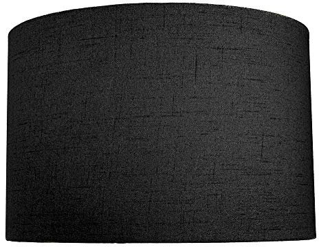Contemporary and Sleek 12 Inch Charcoal Black Linen Fabric Drum Lamp Shade 60w Maximum | 30cm Diameter | for Table Lamp or Pendant by Happy Homewares