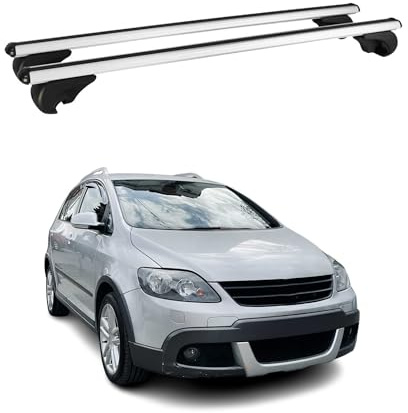 OMAC Dachträger für VW Golf Plus/Golf Variant mk5 mk6 2004-14 Alu Silber | TÜV/DIN 75302:2019 geprüft, Abschließbar, bis 75 kg Traglast, Querträger, Grundträger