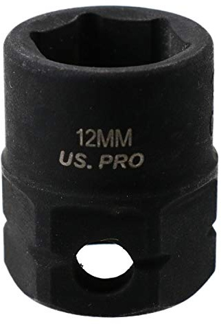 12mm Metric Stubby 3/8” Drive Shallow Impact Socket Hex Shank 25mm Depth