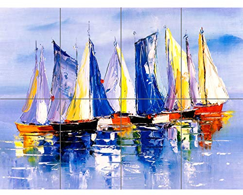 Boats Sailing At Sea XL Riesen-Panel-Poster (8 Teile)