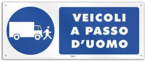 Cartello cm 30x12 - Veicoli a Passo d'uomo (PVC spessore 1 mm con 4 fori)
