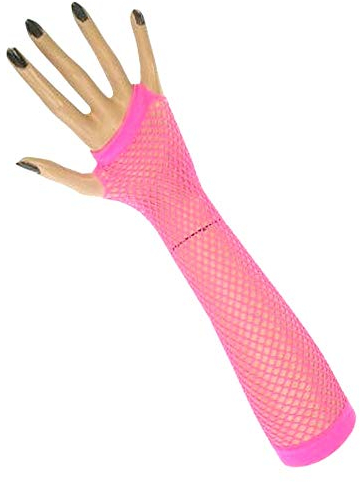 krautwear® Damen Fingerlose Netzhandschuhe Handstulpen Handschuhe lang (rosa2 (BL9011-rosa2))