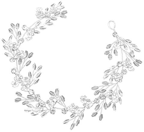 Lurrose Bridal Rhinestone Hair Pieces Hairband Crystal Vine Headpiece Wedding Jewelry Decoration for Women Girl Lady (Silver)