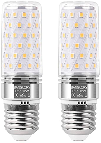SanGlroy Leuchtmittel LED E27, 12W Ersetzt 100W Halogen, E27 Led Lampen Warmweiß 3000K 1350LM Nicht Dimmbar E27 Led Mais Birne Energiesparlampe Maiskolben, 2er Pack