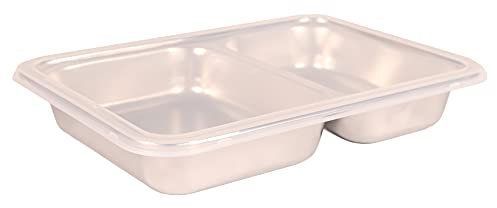 GARDINGER Lunchbox Bentobox Edelstahl Asiette Menüteller für Essen to go 2 Fächer PP Deckel spülmaschinenfest umweltfreundlich