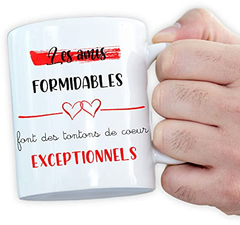 Mug personnalisé futur tonton de coeur - Annonce grossesse originale - Tasse magique - Les amis formidables font des tontons de coeur exceptionnels (Ami formidable)