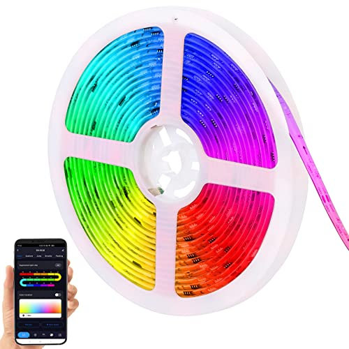 Luminea Home Control RGBIC Controller: WLAN-RGBIC-LED-Lichtstreifen, Soundsteuerung, App, Sprachsteuerung, 5m (RGBIC LED Strip, LED Streifen, Band Smartphone)
