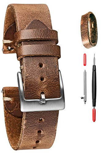torbollo Leder Uhrenarmbänder, Horween Leder Uhrenarmband für Männer Frauen, 18mm, 20mm, 22mm Schnellverschluss Handmade Uhrenarmband Soft Vintage Ersatz
