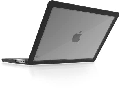 STM DUX Schutzhülle für MacBook Pro 14 Zoll (M1 2021, M2 2023, M3 2023) – transparente Kunststoff-Hartschale mit gummierten Kanten und rutschfesten Füßen – Schwarz