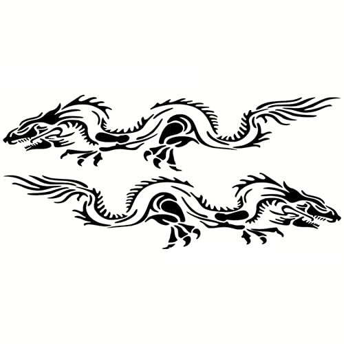 Asudaro 180cmx40cm wasserdichte Motorhaube Aufkleber Lustiger Drache Totem Kopf Auto Aufkleber Auto Fenster Karosserie Aufkleber Tier Emblem Sticker Auto Styling Dekoration Aufkleber,Schwarz