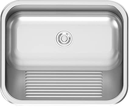 Lavabos de baño Lavadero Piscina Lavabo Lavabo, Lavabo de limpieza de fregadero de un solo tazón de acero inoxidable para el hogar, Lavabo de balcón Tina de platos multiusos con tabla de lavar