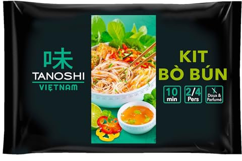 TANOSHI VIETNAM - Kit Bò Bún Tanoshi - Savourez La Fraîcheur et le Parfum d’une Salade Tiède de Vermicelles de Riz, Germes de Soja avec Cacahuètes - Prêt en 10 Minutes !