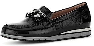 Gabor Bea Women's Leather Wedge Loafer 32.415 (Black Patent, UK Footwear Size System, Adult, Women, Numeric, Medium, 7)