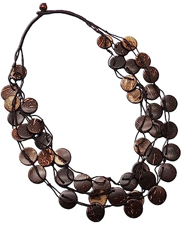 Soul-Cats mehrschichtige Kokosnuss Kette Boho Strandschmuck Perlen Retro Holz in braun