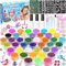 GUHAOOL Kit di Tatuaggi Glitterati, Kit Tattoo Temporanei per Bambini, Temporary Glitter Tattoo, Kit di Tatuaggi Glitterati Tatuaggio Temporaneo, 41 Colori Glitter con 159 Stencil, Regalo per Ragazza