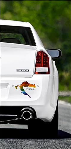 Wildebabsklbt 15 cm Hochwertiger Autoaufkleber Sticker Decal Aufkleber Land Staat Umriss Landkarte Nation Flagge Fahne Regenbogen Kroatien Kroatisch Hrvatska Glanz