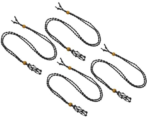 PATIKIL Empty Stone Necklace Holder, 4 Pcs Crystal Stone Holder Cage, Crystal Stone Necklace Cord with Adjustable Length for DIY Bracelet Necklace Jewelry, Black