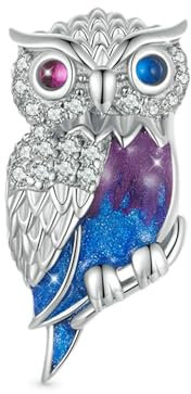 GNOCE Charm Perle Magische Eule Charm 925 Sterling Silber Gravierbarer individueller Geburtsstein-Herz-Charm Armband/Halskette Für Frauen Mädchen