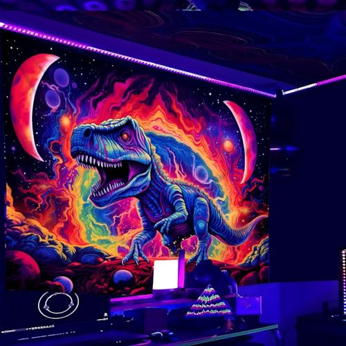 QGHOT Dinosaurier-UV-Wandteppich, Dino-Wandkunst für Jungenzimmer (203,2 x 152,4 cm)