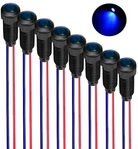Gebildet 8 Stück Blaue LED-Anzeige, Kontrollleuchte, 110–220VAC, Montagelochgröße 8mm (flammhemmende Kunststoffschale)