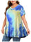 Regenbogen Oberteile Damen Sommer Bluse Tops Mode V-Ausschnitt Tshirt Locker Pullover Kurzarm T-Shirt Basic Shirt Teenager Mädchen Pulli Freizeit Tunika T Shirts Longtops Laufshirt für Frauen 3XL