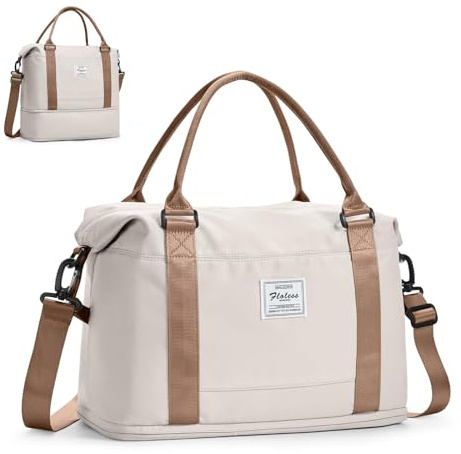 HYC00 for Ryanair Cabin Bags 40x20x25 Expandable Underseat Easyjet Cabin Bag 45x36x20 Carry On Hand Luggage Travel Bags with Wet Pocket,Hospital Holdall Weekend Overnight Bag for Women,Light Beige