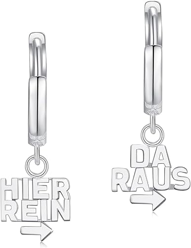 Ohrringe Hier Rein Da Raus Schmuck Teenager Mädchen Silber 925 Creolen Silber 925 Lustige Ohrstecker Hier Rein Da Raus Ohrstecker Spruch Ohrhänger Silber Ohrringe Silber 925