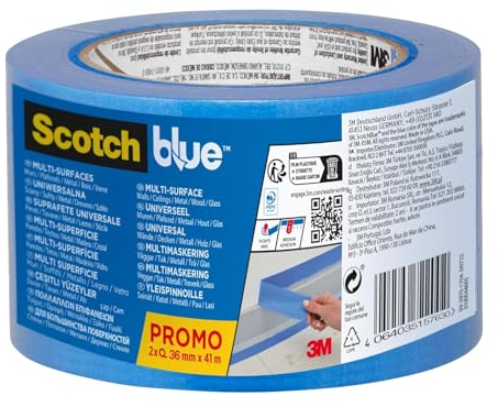 ScotchBlue Ruban de masquage Multi-Surfaces, 36 mm x 41 m, 2 Rouleaux/Emballage, 70% PEFC, SGSCH-PEFC-COC-110078