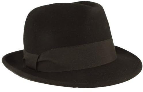 Breiter Damen Filzhut Wollhut Trilby 100% Wolle Wollfilzhut mit Ripsband-Garnitur Schwarz S
