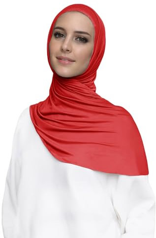 Lina & Lily Damen Instant Hijab Kopftuch Ready-To-Wear Modal Jersey (Rot)