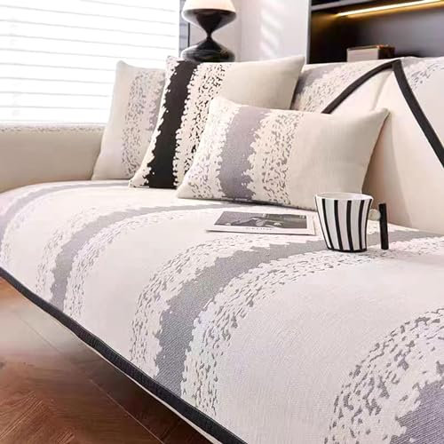 ZCXRYFL rutschfest Couch üBerzug L U-Form Ecksofa Sofabezug 1 2 3 4-Sitzer Vintage-Stil-Chenille Sofa ÜBerwurf FüR Leder/Holz/Stoff Sofa Katzenpfoten Kratzfest Balkon Decken(90X210cm,Gray)