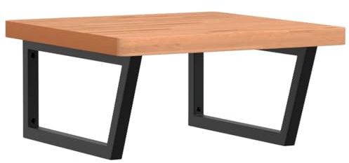 vidaXL Waschtischplatte mit Halterung, Holzplatte Waschtischkonsole Wandmontage, Waschbeckenplatte Wandkonsole Wandregal, Stahl Massivholz Buche