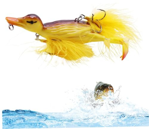 Entenköder Top Wasserköder realistische 3D -Entenköder gelbe Entlein schwimmende künstliche Köderfischerei Köder mit rotierenden spritzenden Enten Füßen hartes Fischerei Wasserfischerei Köder