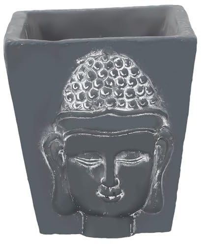 FUNOMOCYA Succulents Plant Pot Pots Buddha Plant Pot Indoor Zen Garden Planter Plants Decor Bonsai Small Succulent Planter Buddha's Head Pot Cement Pot Dark Grey