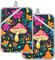 Psychedelic Pilz Sterne Blumen Topflappen 2er Set Hot Pads für Küche Dekorative Ofen Hot Pads mit Taschen Hitzebeständiger Untersetzer Topflappen zum Kochen BBQ Mikrowelle