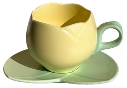 Lwaviwer Tazza da tè in ceramica a forma di fiore da 300 ml, tazza da caffè a tulipano, tazza da tè in ceramica