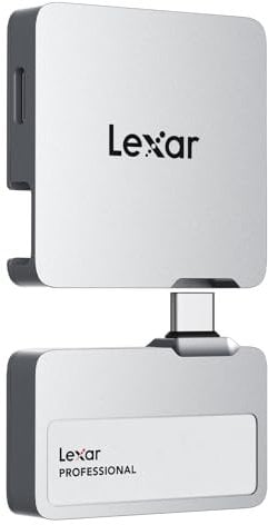 Lexar Professional Go 1TB SSD Esterno Portatile con HUB, Ultracompatto, Supporta Apple ProRes, fino a 1050 MB/s in Lettura, USB 3.2 Gen 2, IP65 Resistente a Polvere e Acqua, per iPhone 15/16, Argento
