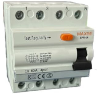 Interruttore differenziale 4P 63A 300mA con superimmunizzazione. Protegge i tuoi impianti elettrici da correnti di perdita, garantendo una sicurezza superiore in casa o in ufficio.