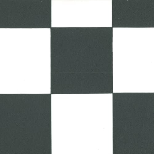 VINYL FLOORING UK Black & White Modern Tile Effect Anti-Slip Vinyl Flooring For Kitchen, Bathroom, Living Room, 2.0mm Thick Cushion Backed Vinyl Sheet, 5 Years Warranty-1 X 2 mt