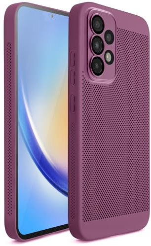 Moozy VentiGuard Cover per samsung galaxy a53 5g, Custodia per samsung a53 Traspirante con Motivo Perforato per Circolazione dell'Aria, Bumper cover per galaxy a 53, Viola