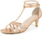 Perphy Open Toe Strappy Kitten Heel Sandals for Women Rose Gold 4 UK/Label Size 6 US
