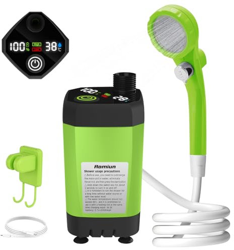 Aomiun Bomba de Ducha para Camping Kit de Ducha para Exteriores para vehículos recreativos Ducha de Campamento Kit de Ducha Ajustable con Pantalla Digital Inteligente