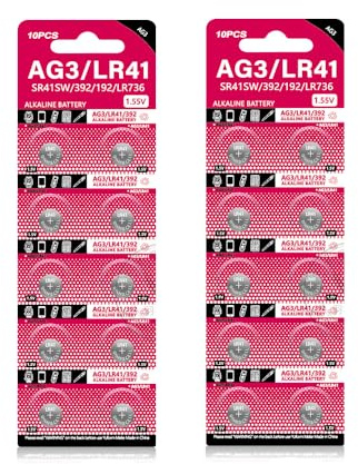 MUNDDY - 20 X Pilas de botón alcalinas AG3 LR41 392 SR41 192 bateria 20 Unidades 1,5V