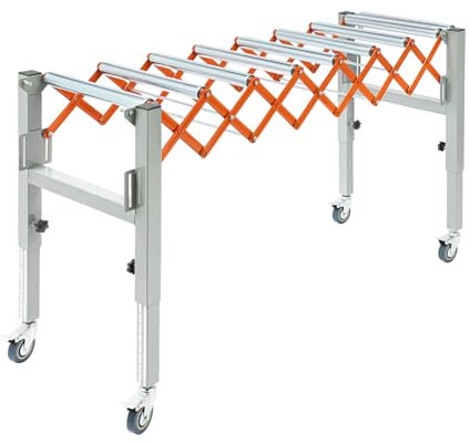 Verstellbare Förderrolle Scheren-Rollenbahn Höhenverstellbare Ausziehbare Förderrolle 46-130 cm Metall Rollentisch für leichte Fördergüter, 50 kg Tragkraft