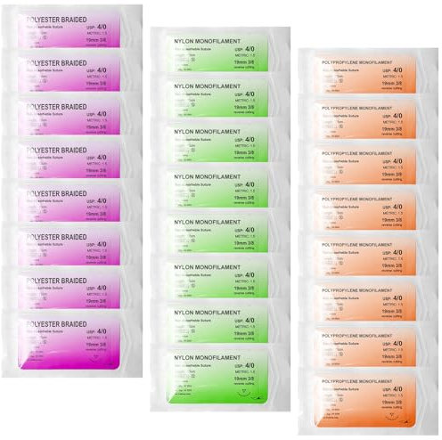 24 Stück Nahtmaterial mit Übungsnadeln – Chirurgisches Nahtset Nachfüllpackung Nadel und Faden Set, Wundnaht-Kit Zusatz Ideal für Praxisübungen