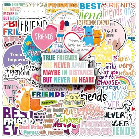 50 Stück Freundschaft Aufkleber Auto Laptop Telefon Gitarre Skateboard Motorrad Fahrrad Friendship Stickers Set Vinyl Wasserdicht Aesthetic Aufkleber für Jugendliche Kinder Erwachsene