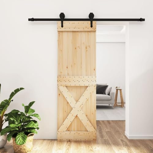 Schiebetür aus massivem Kiefernholz 70x210 cm - Unbehandelt, langlebig & natürlich - Ideal für Wohnzimmer & Schlafzimmer
