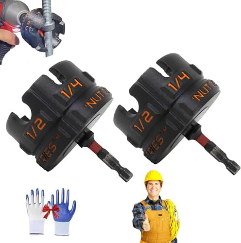 Nut Zipper Drill Attachment,Wing Nut Driver Drill Bit Set,Nut Zipper Tool for 1/4, 3/8, and 1/2 Threaded Rods,Screw and Bolt Extractor Kit for Impact Drill for Fast Nut and Bolt Removal (1)