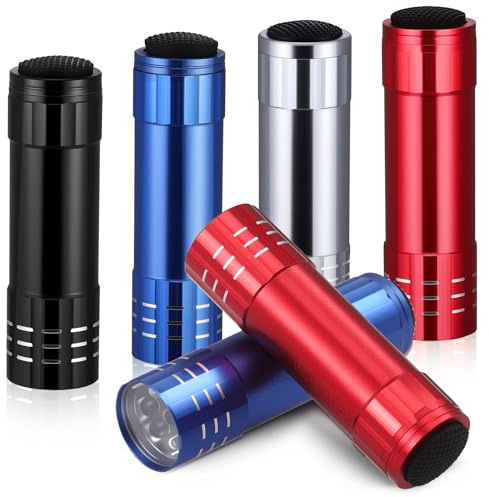 Kssvzz 6 Stück Mini LED Taschenlampe, Aluminium Taschenlampe Kinder mit 9 LED, Wasserdicht Taschenlampe Klein für Notfall, Outdoor, Camping