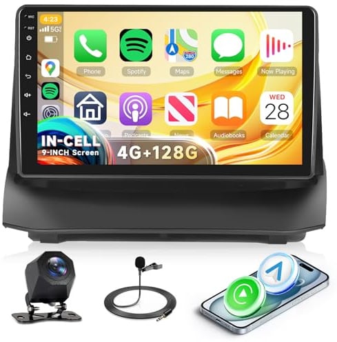 4G+128G Android Autoradio für Ford Fiesta 2009-2017 9 Zoll HD Wireless Carplay Fiesta Autoradio mit Android Auto Navi GPS Mirror Link Bluetooth WiFi FM/RDS/EQ/USB Lenkradsteuerung Rückfahrkamera